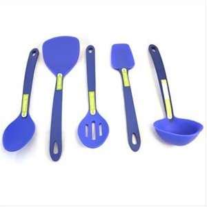 Silvermark 5 Pc Silicone Tool Set Blue Turner Slotted Spoon Spoonula 