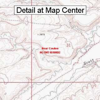   Topographic Quadrangle Map   Bear Coulee, Montana (Folded/Waterproof