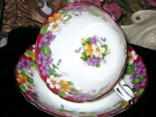 Paragon PURPLE VIOLETS & BLOSSOM Tea Cup and Saucer  