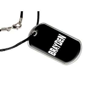  Brayden   Name Military Dog Tag Black Satin Cord Necklace 