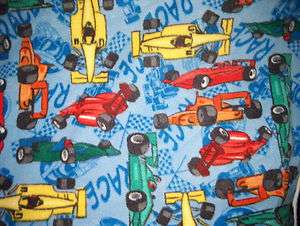  Cars assorted colored cars Fleece Fabric on blue background  