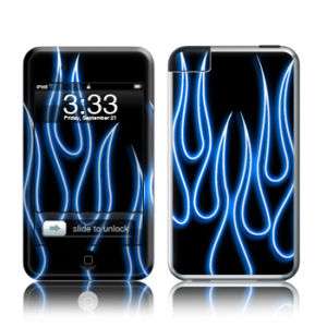 iPod Touch 1st Generation Skin Case Cover Blue Flames  