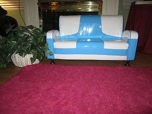   Furniture   Retro Style Two Seat Couch   Blue & White or Red & White