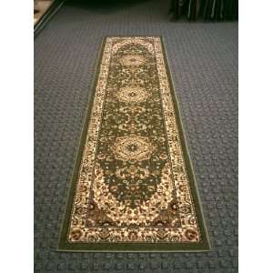  Traditional Area Rug Runner 32 In. X 10 Ft. Green Bellagio 