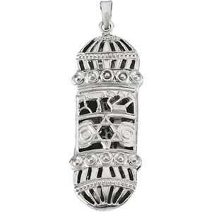    Sterling Silver 37.00X13.00 mm Mezuzah Pendant CleverEve Jewelry