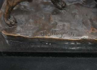 Bronze Dog Pheasant Hunt Statue Signed Moigniez  