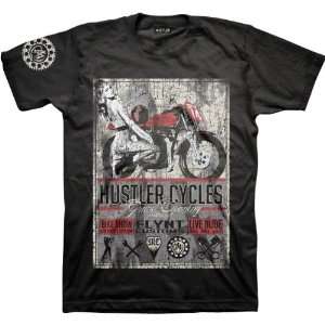   Hustler Cycles Mens Short Sleeve Casual Wear Shirt   Black / X Large