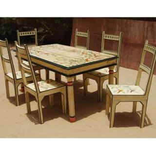   Solid Wood Rustic Painted 7Pc FARM Dining Table Chair Set for 6 People