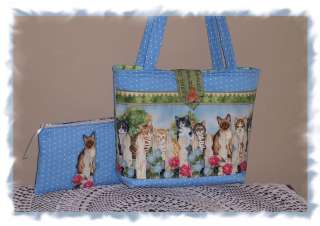 Kitty Cats Siamese Tabby & More tote bag purse handmade plus cosmetic 