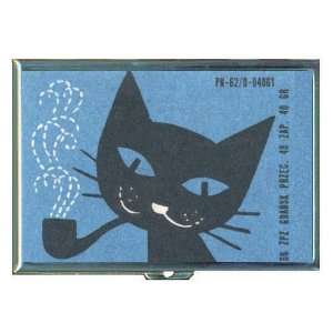  Cat Smoking Pipe Retro ID Holder, Cigarette Case or Wallet 