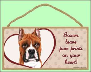Boxer Cropped 10 x 5 Leave paw prints Dog Sign  