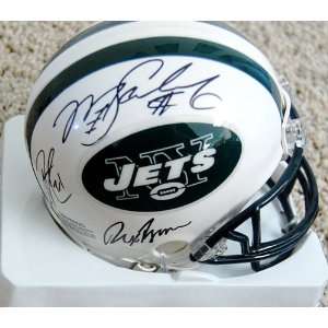   Jets Burress, Ryan, Sanchez, Holmes Autographed / Signed Mini Helmet