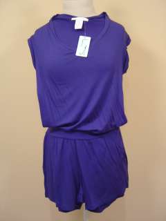 Design History Blue Vneck Boyfriend Romper NWT $99  