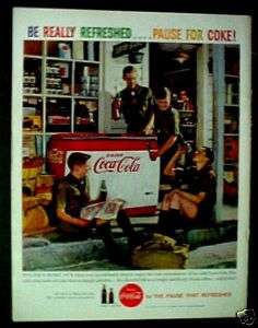 1959 Coca Cola Cooler Soda~Pop Boy Scouts Coke Machine Trade Ad  