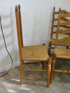 Heywood Wakefield ladder back russ seat dining chairs  