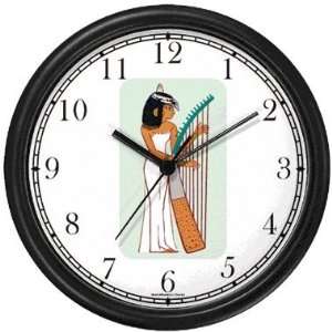 Egyptian Women Playing the Harp   Egyptian Theme Wall Clock by 