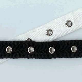  Eyelet Tape   Twill   Black White Natural by the yard or 