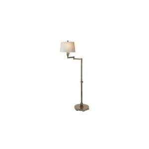 Chart House Chunky Swing Arm Floor Lamp in Antique Nickel with Natural 