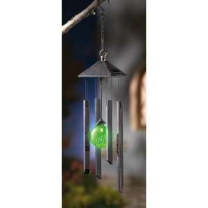  Solar Lighted Iron And Glass Windchime by Collections Etc 