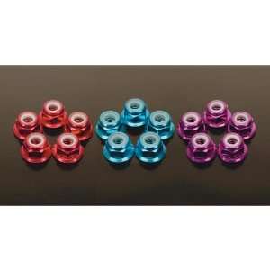  4mm Flanged Aluminum Locknuts, Burgundy Toys & Games