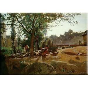  Peasants under the Trees at Dawn, Morvan 30x21 Streched 