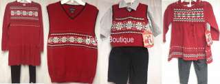 Valentines Brother & Sister Sets Girls Red Black Sweater Dress Pants 