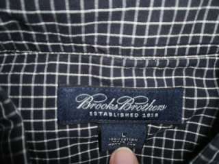 Brooks Brothers Black & White Plaid Short Sleeved Shirt Sz. L Large 