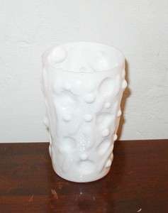BRYCE EL RANCHO OPAQUE WHITE MILK GLASS GLOSSY 4 3/4 IN. TALL FLAT 