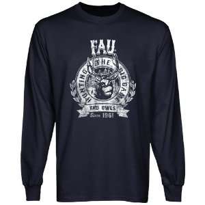   Atlantic University Owls The Big Game Long Sleeve T Shirt   Navy Blue