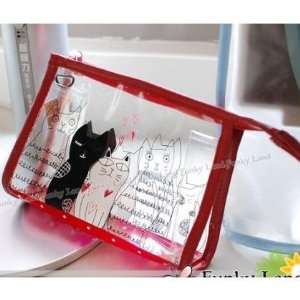  Japan Neko Mania Cat Plastic Girl Cosmetic Bag New B3 
