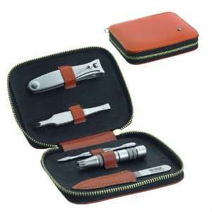  Dovo Calf Leather 5 Piece Manicure Kit with Nose Clipper 