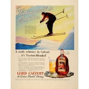  1939 Ad Lord Calvert Custom Blended Whiskey Skiing 