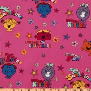  44 Wide Mr. Men and Little Miss Characters Pink Fabric 