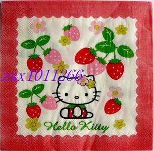 20 Paper Napkin birthday party hello kitty strawberry  