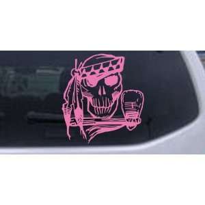 Indian Skull Skulls Car Window Wall Laptop Decal Sticker    Pink 18in 