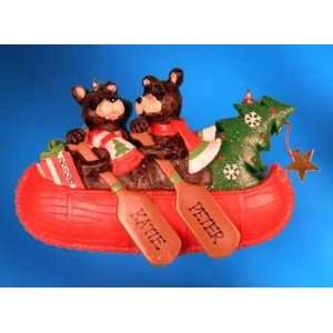 Personalized Bear Couple in Canoe Ornament by Ornaments with Love 