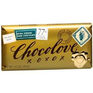 Chocolove Premium Chocolate Bars Dark 77 Extra Strong 3.2 Ounce (3 
