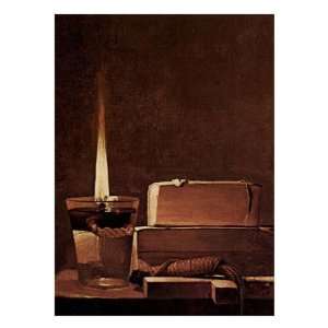 Kerze und Bucher Candlelight Study by Georges Tour . Art 