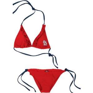   Louis Cardinals Womens Red Ruffled String Bikini