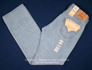 NWT NEW MENS LEVIS 501 JEANS BUTTON FLY LIGHT STONEWASH  