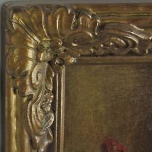   Antique Decorative Carved Gold Gilt Wood & Gesso Frame w/Floral Print