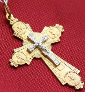   ICON CROSS, STERLING SILVER+14K GOLD. NEW, RARE RUSSIAN JEWELRY  