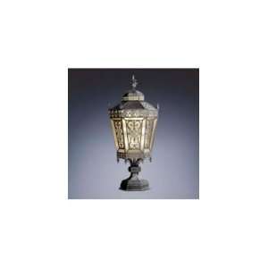   Outdoor Pier Lamp in Gunmetal with Hand blown striated glass glass
