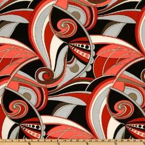 com 60 Wide Stretch Jersey ITY Knit Abstract Black/Red/Grey Fabric 