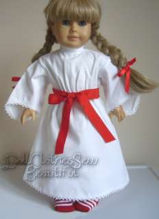 St Lucia Gown, Ribbons, Socks fit American Girl Kirsten  