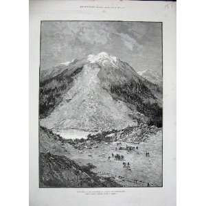   1887 Earthslip Schachenthal Canton Uri Switzerland Art