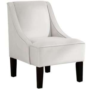 Skyline Furniture Upholstered Swoop Arm Chair in Velvet White  