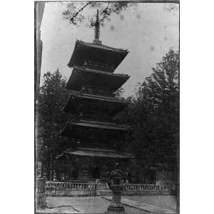  1889, Five storied pagoda, Temple, Nikko, Japan