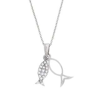  Icz Stonez Sterling Silver Novelty Fish Necklace Jewelry