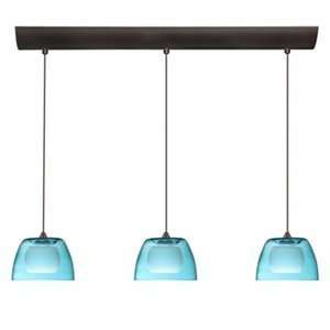   Lexi Contemporary / Modern Three Light Pendant with Turquoise/Opa